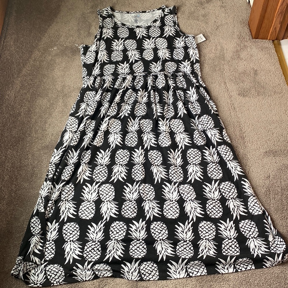 Croft & Barrow Black Pineapple Print Sleeveless Dress SIZE 3X – Summer Casual